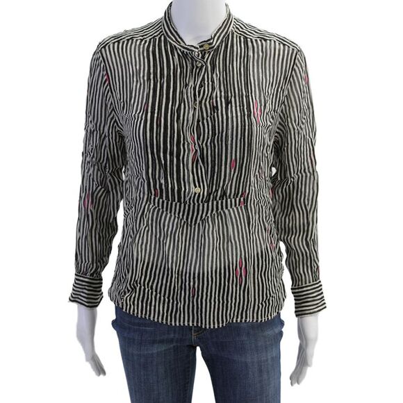 Etoile Isabel Marant Womens Striped Long Sleeves Blouse Black White Size EUR 36 - Picture 1 of 6